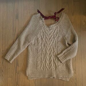 The Limited Taupe Cable Knit Sweater